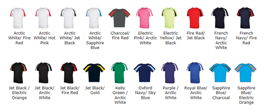 Contrast Technical T Shirt Colour Chart